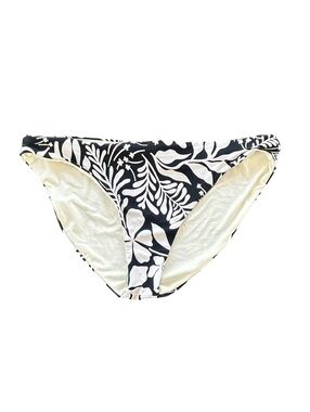ROXY black white tropical pattern bikini swim bottom size L New